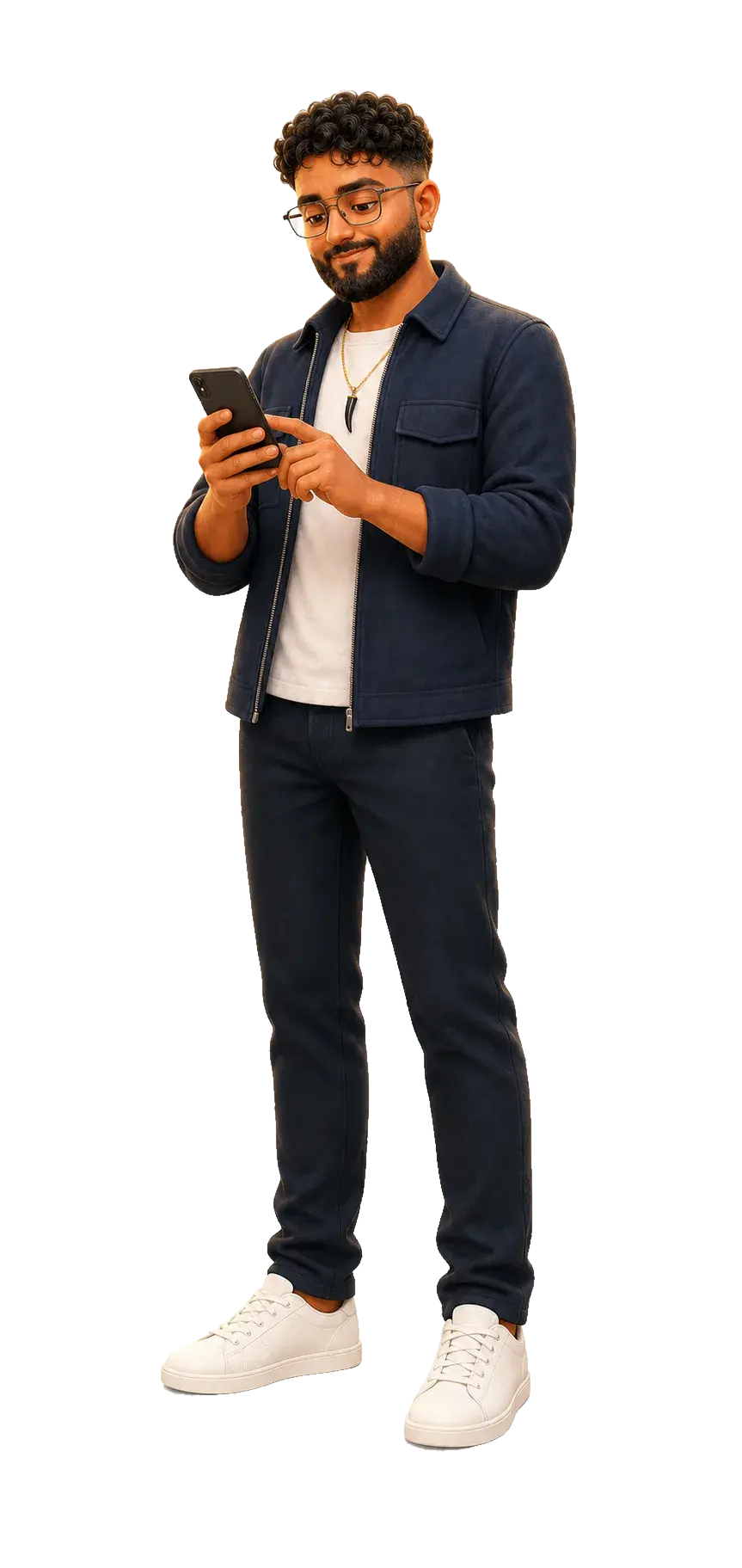 Illustration of Ajay reading a message on his phone
